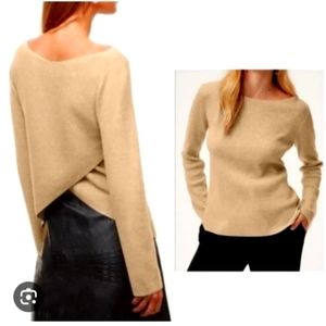 Aritzia Babaton Kitano Crossback Knit Sweater Size Small in Tan/ Light Brown
